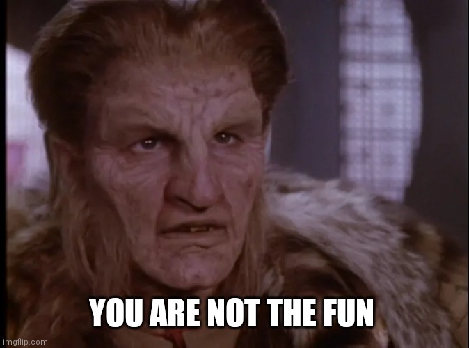 Serious Zathras | YOU ARE NOT THE FUN | image tagged in serious zathras | made w/ Imgflip meme maker