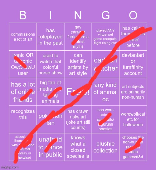 Furry bingo | image tagged in furry bingo | made w/ Imgflip meme maker