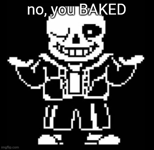 Bad pun sans | no, you BAKED | image tagged in bad pun sans | made w/ Imgflip meme maker