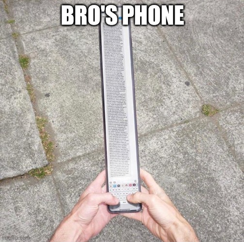 Super long text | BRO'S PHONE | image tagged in super long text | made w/ Imgflip meme maker