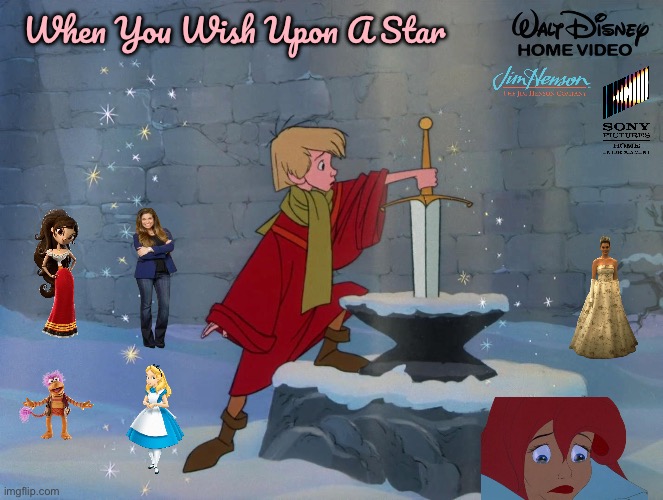 Disney Promotional Wallpaper | When You Wish Upon A Star | image tagged in disney,disney princess,the little mermaid,dvd,alice in wonderland,20th century fox | made w/ Imgflip meme maker