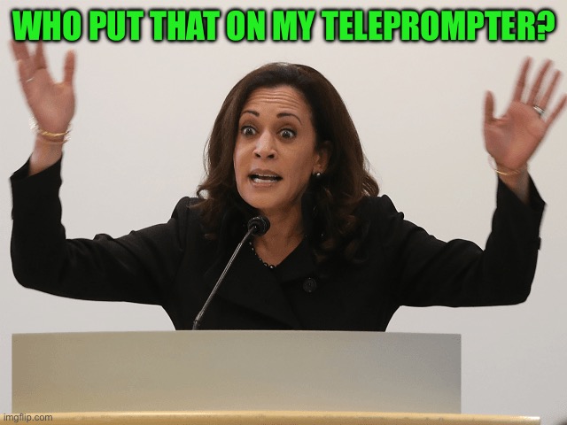 Kamala Constipated | WHO PUT THAT ON MY TELEPROMPTER? | image tagged in kamala constipated | made w/ Imgflip meme maker