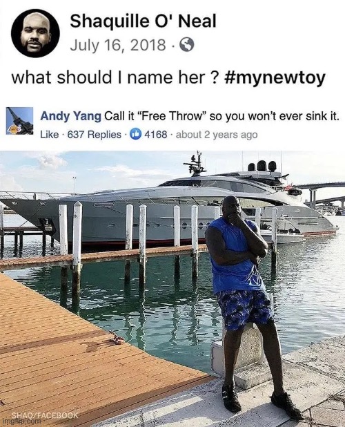 Oof | image tagged in basketball,boat,shaq | made w/ Imgflip meme maker