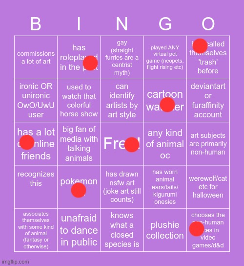 Furry bingo | image tagged in furry bingo | made w/ Imgflip meme maker