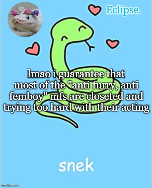 yeah there are people who actually hate them for whatever reason but like some of these people are so goofy | lmao i guarantee that most of the "anti furry, anti femboy" mfs are closeted and trying too hard with their acting | image tagged in h | made w/ Imgflip meme maker