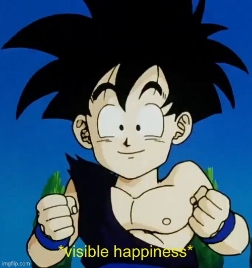 Amused Gohan (DBZ) | *visible happiness* | image tagged in amused gohan dbz | made w/ Imgflip meme maker