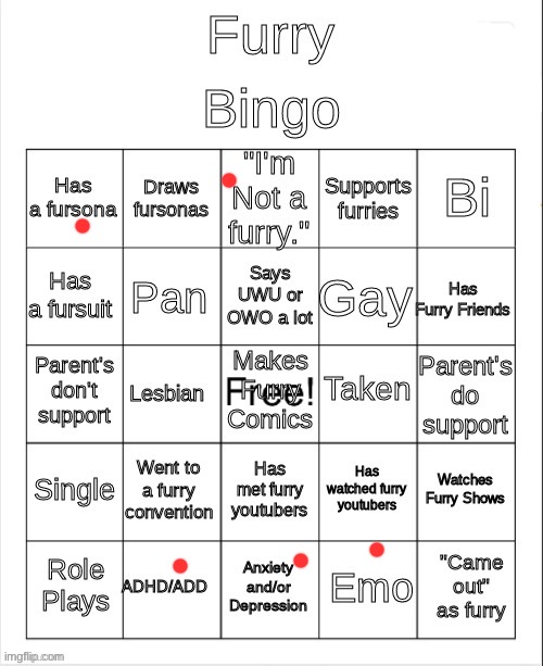 ts embarrassing af | image tagged in furry bingo | made w/ Imgflip meme maker