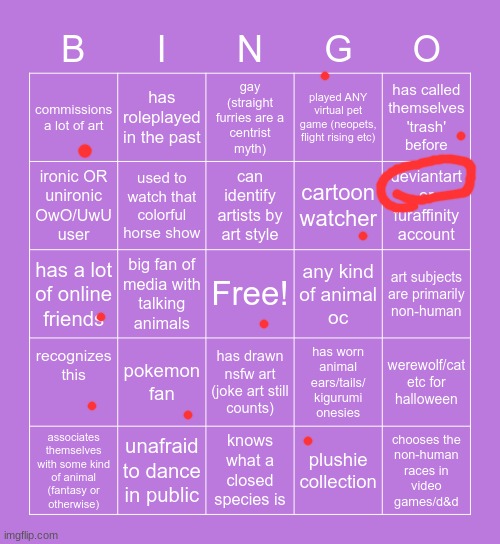 Aw man no bingo :( | image tagged in furry bingo | made w/ Imgflip meme maker