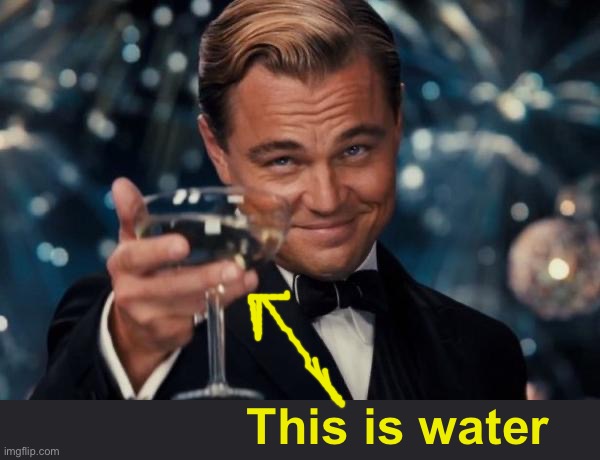 Leonardo Dicaprio Cheers Meme | This is water | image tagged in memes,leonardo dicaprio cheers | made w/ Imgflip meme maker