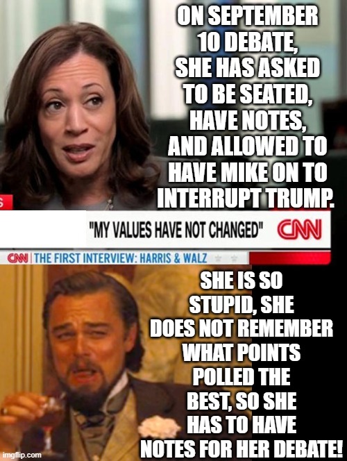 First Interview, my values have not changed, now she needs notes for her debate.Pathetic anyone with a brain cell would vote Dem | SHE IS SO STUPID, SHE DOES NOT REMEMBER WHAT POINTS POLLED THE BEST, SO SHE HAS TO HAVE NOTES FOR HER DEBATE! | image tagged in sam elliott special kind of stupid,morons | made w/ Imgflip meme maker