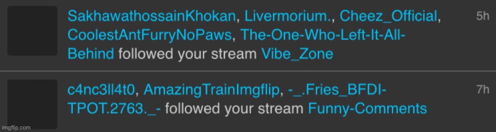 idk who most of these people are but its cool that more people are following those streams | made w/ Imgflip meme maker