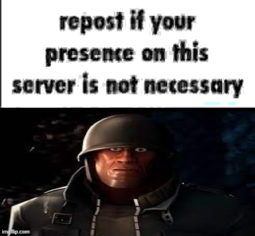repost if your presence on this server is not necessary | image tagged in repost if your presence on this server is not necessary | made w/ Imgflip meme maker