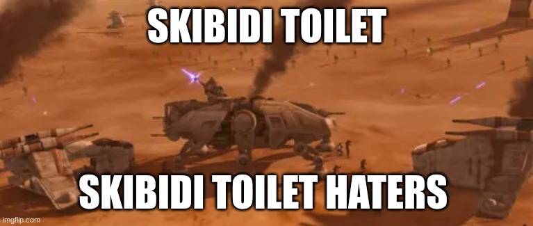 landing at point rain | SKIBIDI TOILET; SKIBIDI TOILET HATERS | image tagged in landing at point rain | made w/ Imgflip meme maker
