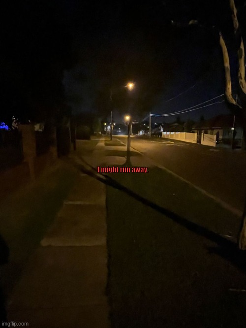 Fr | I might run away. | image tagged in late night walk | made w/ Imgflip meme maker