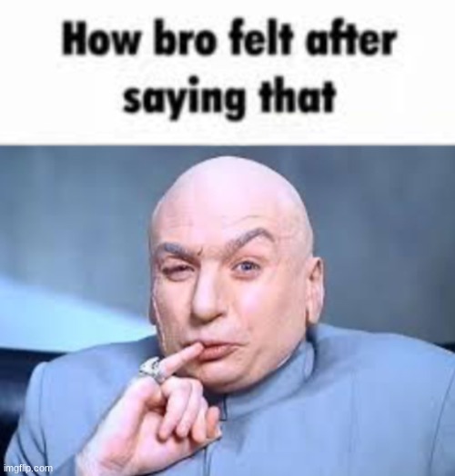 How Bro Felt After Saying That (Dr. Evil version) | image tagged in how bro felt after saying that dr evil version | made w/ Imgflip meme maker