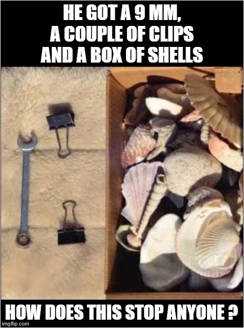 An American Asked For Advice About Home Defense ... | HE GOT A 9 MM, A COUPLE OF CLIPS AND A BOX OF SHELLS; HOW DOES THIS STOP ANYONE ? | image tagged in americans,guns,home defense,dark humour | made w/ Imgflip meme maker