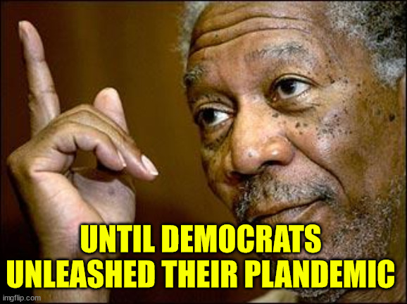 This Morgan Freeman | UNTIL DEMOCRATS UNLEASHED THEIR PLANDEMIC | image tagged in this morgan freeman | made w/ Imgflip meme maker