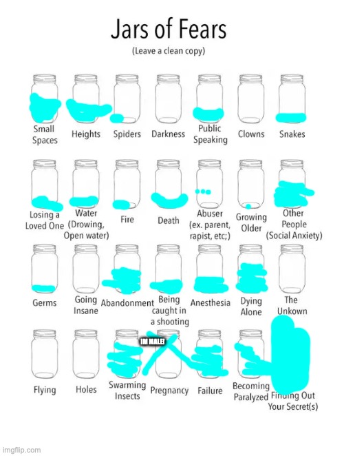 Jar of fears clear version | IM MALE! | image tagged in jar of fears clear version | made w/ Imgflip meme maker