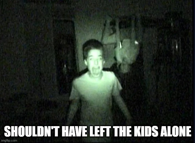 Scary Kids | SHOULDN'T HAVE LEFT THE KIDS ALONE | image tagged in cursed image | made w/ Imgflip meme maker