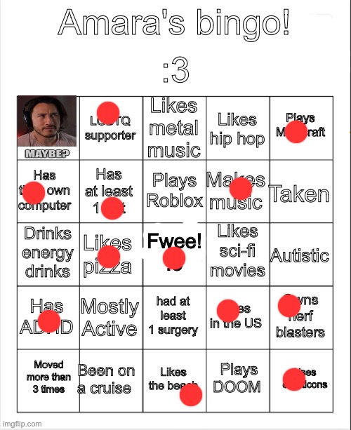 If I'm anything in the LGBTQ community, i'd be bi, but I'm straight so :3 | image tagged in amara's bingo | made w/ Imgflip meme maker