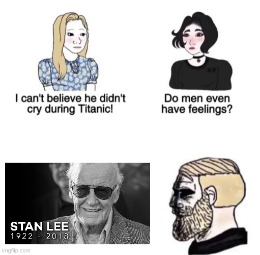 Stan lee | image tagged in chad crying | made w/ Imgflip meme maker