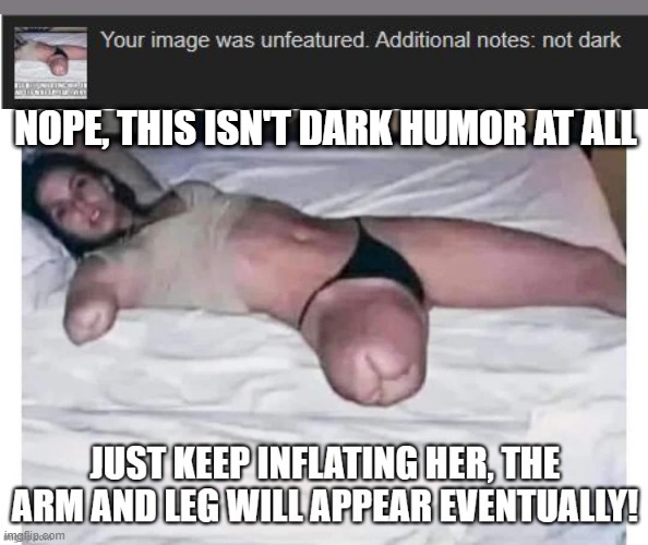 Do Yourself a Favor, Don't Bother with Dark Humour Anymore.....the kids there are stupid | NOPE, THIS ISN'T DARK HUMOR AT ALL | image tagged in terrible moderations | made w/ Imgflip meme maker