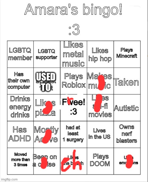 Amara's bingo | USED TO | image tagged in amara's bingo | made w/ Imgflip meme maker