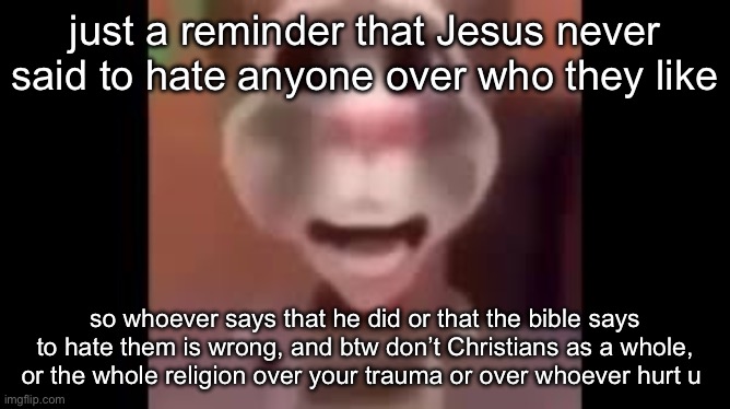 ok bye | just a reminder that Jesus never said to hate anyone over who they like; so whoever says that he did or that the bible says to hate them is wrong, and btw don’t Christians as a whole, or the whole religion over your trauma or over whoever hurt u | image tagged in boy what the hell boy | made w/ Imgflip meme maker