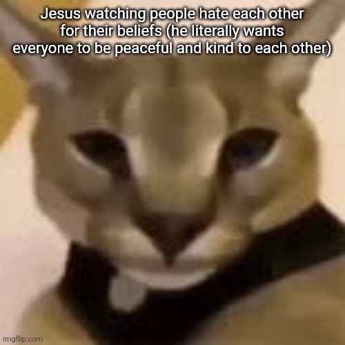 Hecker | Jesus watching people hate each other for their beliefs (he literally wants everyone to be peaceful and kind to each other) | image tagged in hecker | made w/ Imgflip meme maker