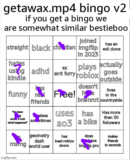 getawax.mp4 bingo v2 | image tagged in getawax mp4 bingo v2 | made w/ Imgflip meme maker