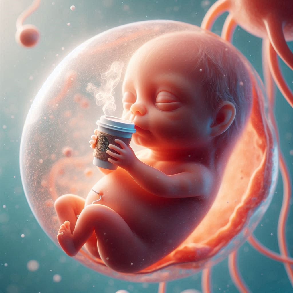 Baby in womb drinking coffee Blank Meme Template