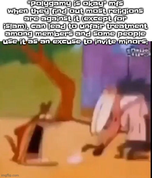 Like dude it's just fancy justified cheating | "Polygamy is okay" mfs when they find out most religions are against it (except for islam), can lead to unfair treatment among members and some people use it as an excuse to invite minors: | image tagged in egg | made w/ Imgflip meme maker