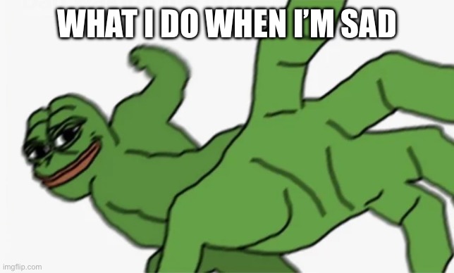 pepe punch | WHAT I DO WHEN I’M SAD | image tagged in pepe punch | made w/ Imgflip meme maker