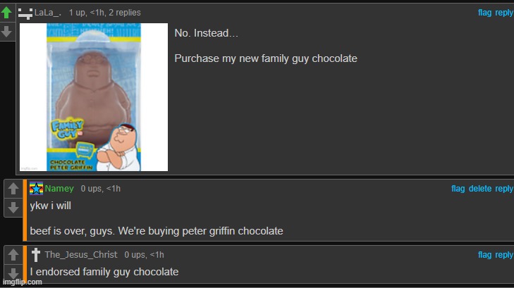 beefs over guys. chocolate peter griffin. | made w/ Imgflip meme maker