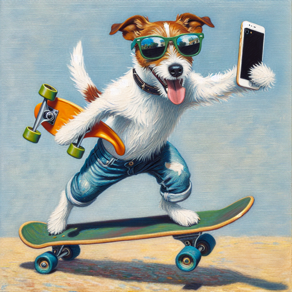 jack russell terrier dog riding very fast with speed a skateboar Blank Meme Template