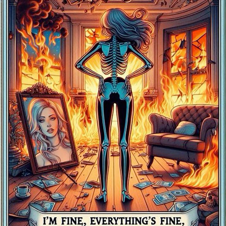 Tarot Skeleton 3 | Everything Is Fine Blank Meme Template