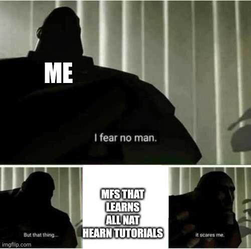 I fear no man | ME; MFS THAT LEARNS ALL NAT HEARN TUTORIALS | image tagged in i fear no man | made w/ Imgflip meme maker