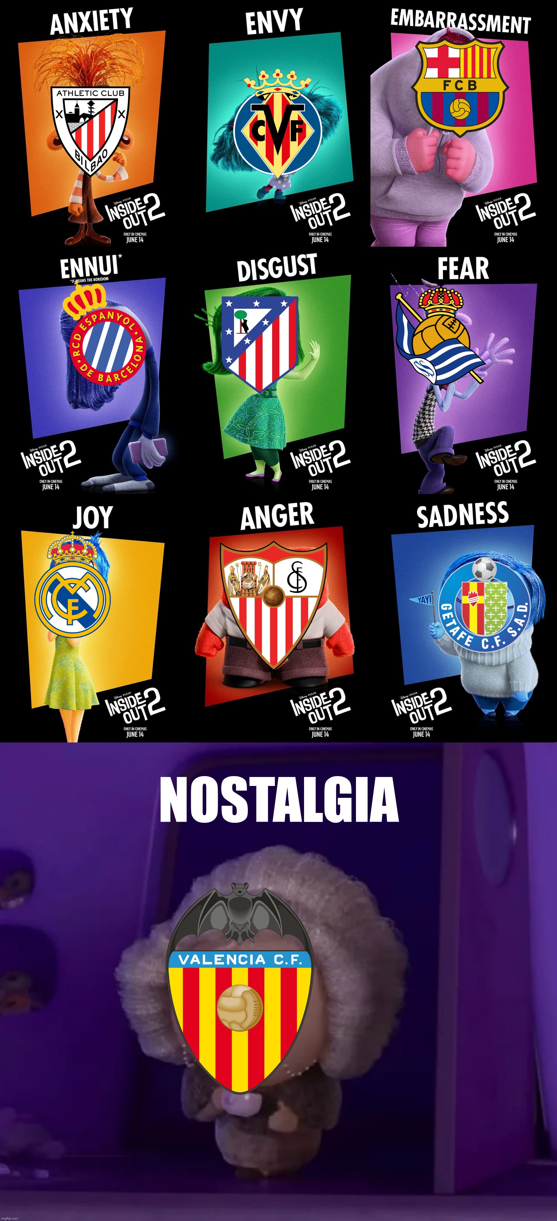 Inside Out 2 Emotions - LALIGA EA SPORTS 24/25 edition | NOSTALGIA | image tagged in inside out,laliga,barcelona,real madrid,atletico,sports | made w/ Imgflip meme maker