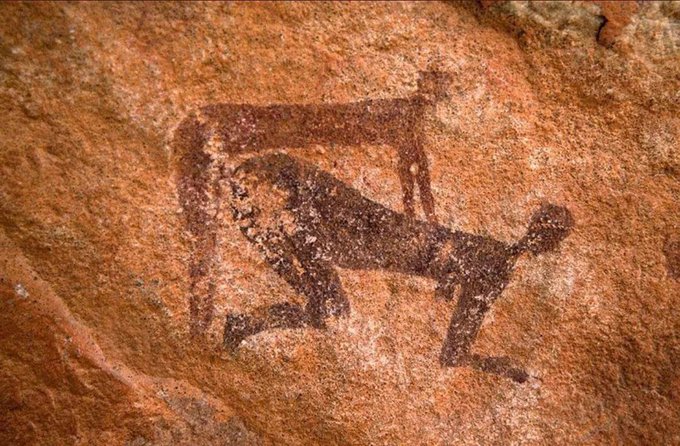 Backshot cave painting in Algeria dated around 7-2000 BCE Blank Meme Template