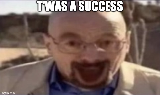 waltuh happy | T'WAS A SUCCESS | image tagged in waltuh happy | made w/ Imgflip meme maker