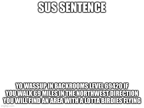 don't even think about it | SUS SENTENCE; YO WASSUP IN BACKROOMS LEVEL 69420 IF YOU WALK 69 MILES IN THE NORTHWEST DIRECTION YOU WILL FIND AN AREA WITH A LOTTA BIRDIES FLYING | made w/ Imgflip meme maker