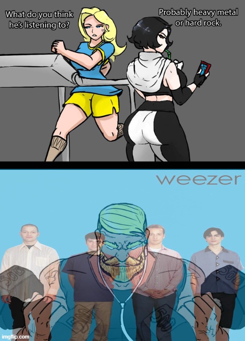 what do you think he's listening to | made w/ Imgflip meme maker