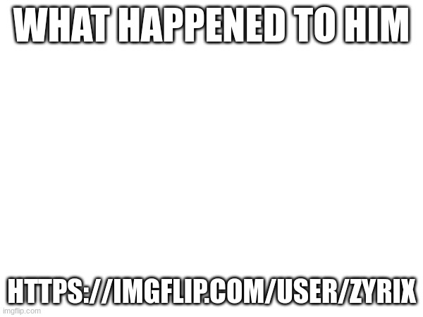 WHAT HAPPENED TO HIM; HTTPS://IMGFLIP.COM/USER/ZYRIX | made w/ Imgflip meme maker