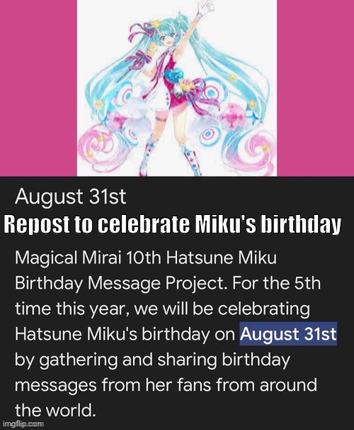 Happy birthday miku! | made w/ Imgflip meme maker