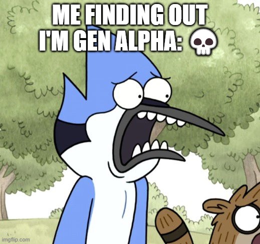 I fucking hate being a Gen Alpha | ME FINDING OUT I'M GEN ALPHA: 💀 | image tagged in gen alpha | made w/ Imgflip meme maker