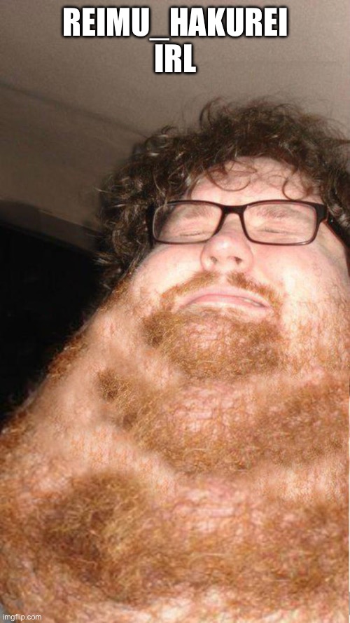 obese neckbearded dude | REIMU_HAKUREI IRL | image tagged in obese neckbearded dude | made w/ Imgflip meme maker