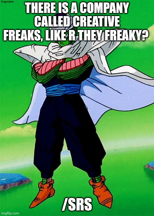 Picolo | THERE IS A COMPANY CALLED CREATIVE FREAKS, LIKE R THEY FREAKY? /SRS | image tagged in picolo | made w/ Imgflip meme maker