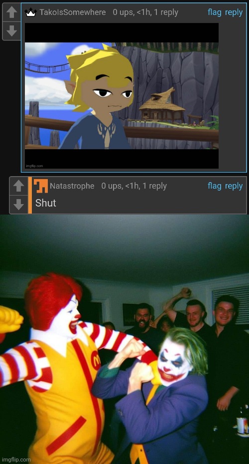 image tagged in clown fight | made w/ Imgflip meme maker