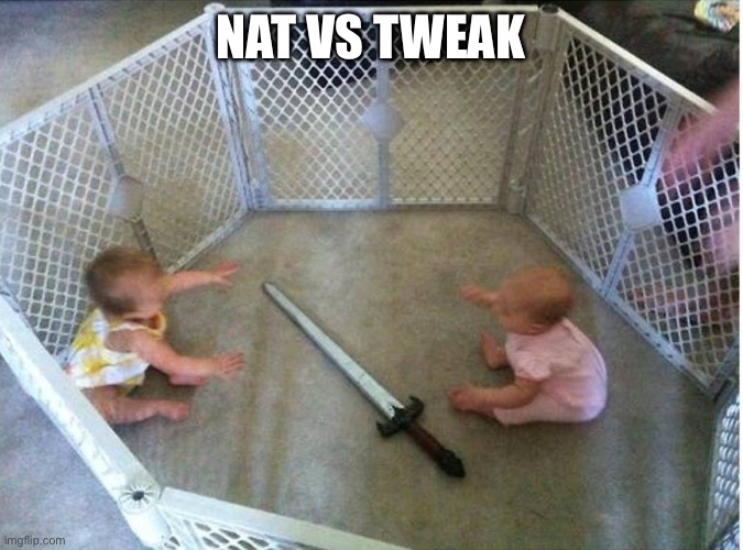 baby fight | NAT VS TWEAK | image tagged in baby fight | made w/ Imgflip meme maker