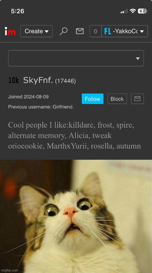 BRAXTON FOLLOWS ME ☠️ | image tagged in memes,scared cat | made w/ Imgflip meme maker